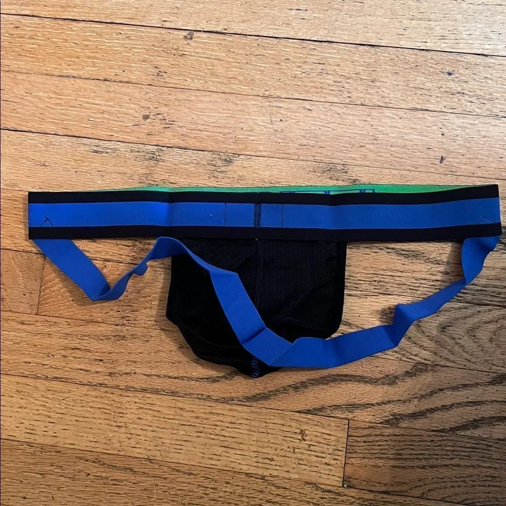 JOCKMAIL Black and Blue Men's Jockstrap